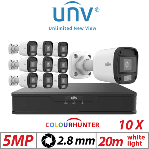 5MP 16CH Uniview Kit 10x ColorHunter Mini Bullet Analog 2.8mm