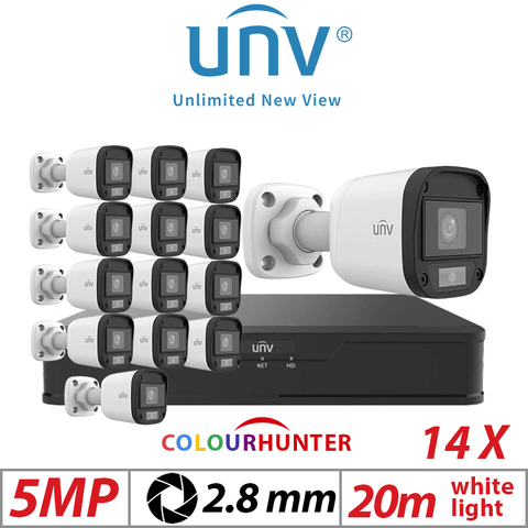 5MP 16CH Uniview Kit 14x ColorHunter Mini Bullet Analog 2.8mm