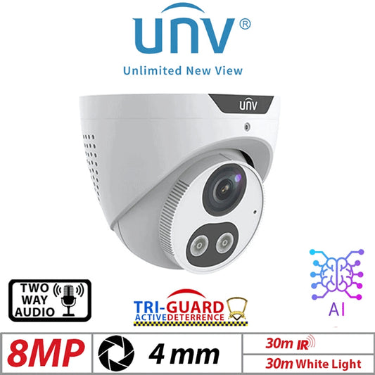 Uniview 8MP Tri-Guard ColorHunter AI Turret Camera 4mm G2