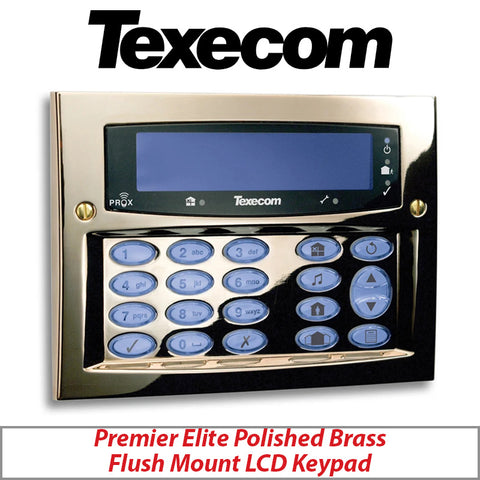 TEXECOM PREMIER ELITE DBD-0122 FLUSH MOUNT KEYPAD POLISHED BRASS FINISH - GRADE 3