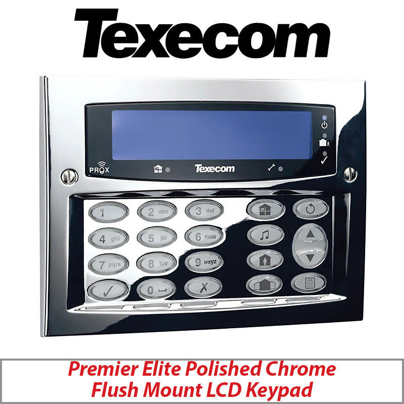 TEXECOM PREMIER ELITE DBD-0121 FLUSH MOUNT KEYPAD POLISHED CHROME FINISH - GRADE 3