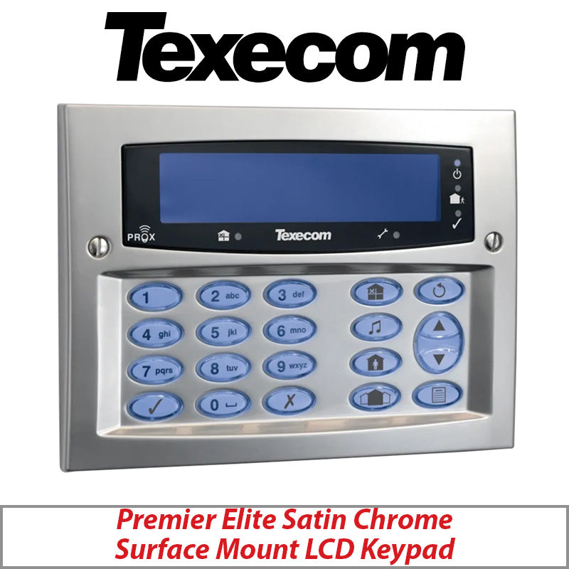TEXECOM PREMIER ELITE DBD-0129 SURFACE MOUNT KEYPAD SATIN CHROME FINISH - GRADE 3