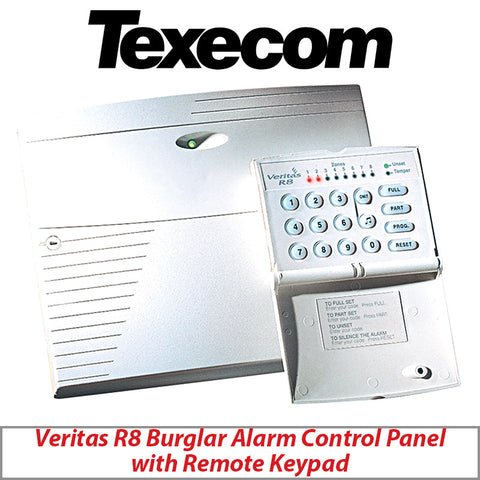 TEXECOM VERITAS R8 BURGLAR ALARM CONTROL PANEL WITH REMOTE KEYPAD CFC-0001 - GRADE 1