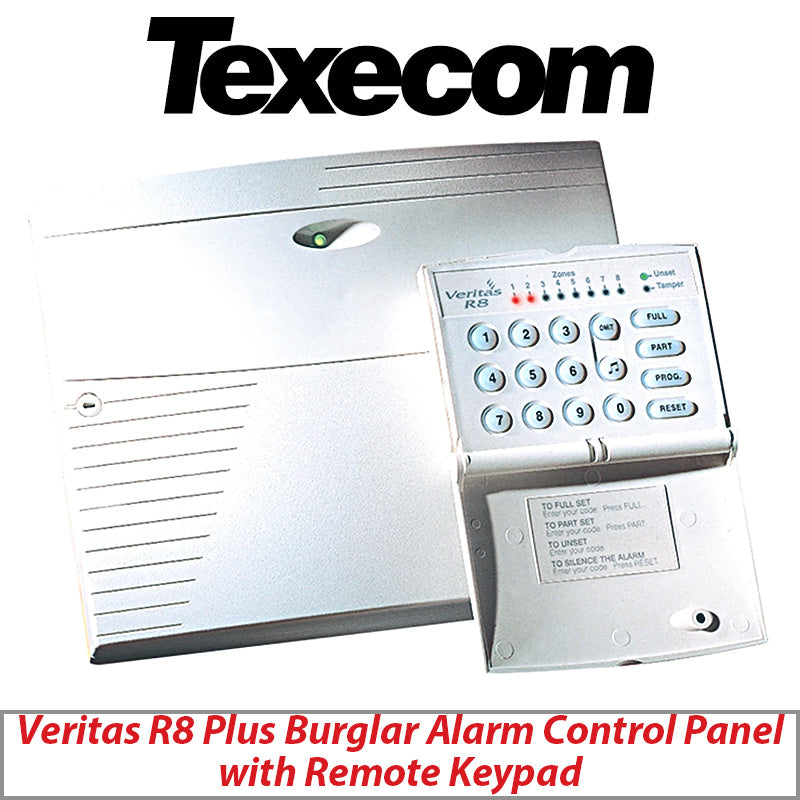 TEXECOM VERITAS R8 PLUS BURGLAR ALARM CONTROL PANEL WITH REMOTE KEYPAD CFD-0009 - GRADE 2