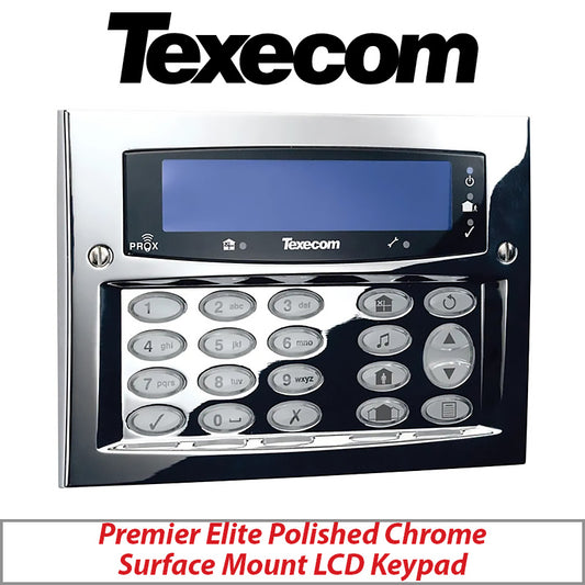 TEXECOM PREMIER ELITE DBD-0127 SURFACE MOUNT KEYPAD POLISHED CHROME FINISH - GRADE 3
