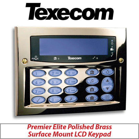 TEXECOM PREMIER ELITE DBD-0128 SURFACE MOUNT KEYPAD POLISHED BRASS FINISH - GRADE 3
