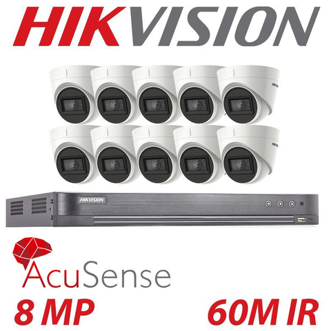 8MP 16CH HIKVISION Dome 10X 60M EXIR 4K Camera ACUSENSE Kit