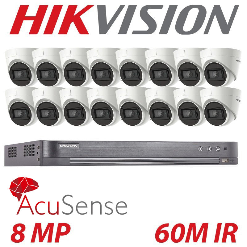 8MP 16CH HIKVISION Dome 16X 60M EXIR 4K Camera ACUSENSE Kit