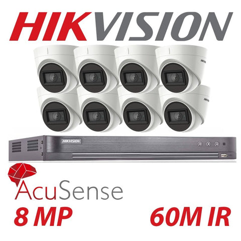 8MP 16CH HIKVISION Dome 8X 60M EXIR 4K Camera ACUSENSE Kit