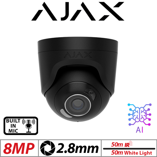 AJAX 8MP TURRET NETWORK CAMERA HYBRID ILLUMINATION , MIC , AI BLACK 2.8MM AJAX-126264-BLACK