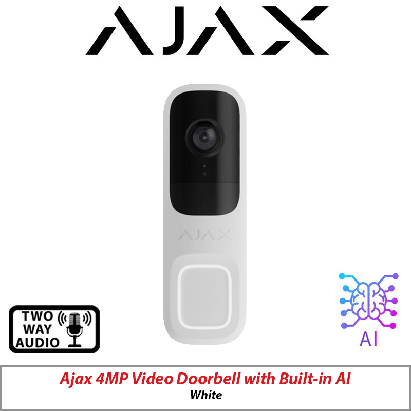 4MP Ajax Video Doorbell Built-In AI White AJAX-66390