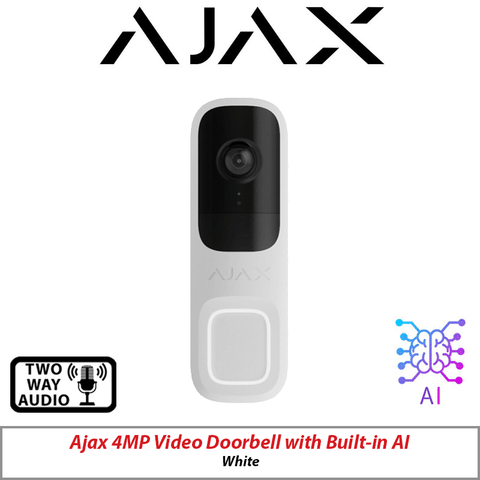 4MP Ajax Video Doorbell Built-In AI White AJAX-66390