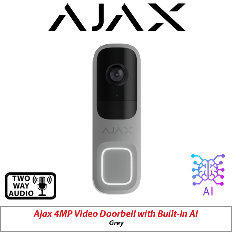 4MP Ajax Video Doorbell Built-In AI Grey AJAX-66393