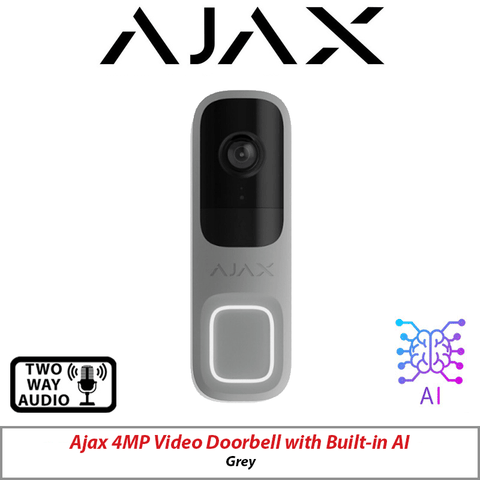 4MP Ajax Video Doorbell Built-In AI Grey AJAX-66393