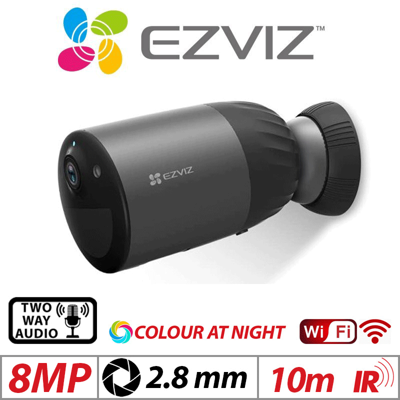 8MP EZVIZ Battery WiFi PIR Camera Color Night 2.8mm