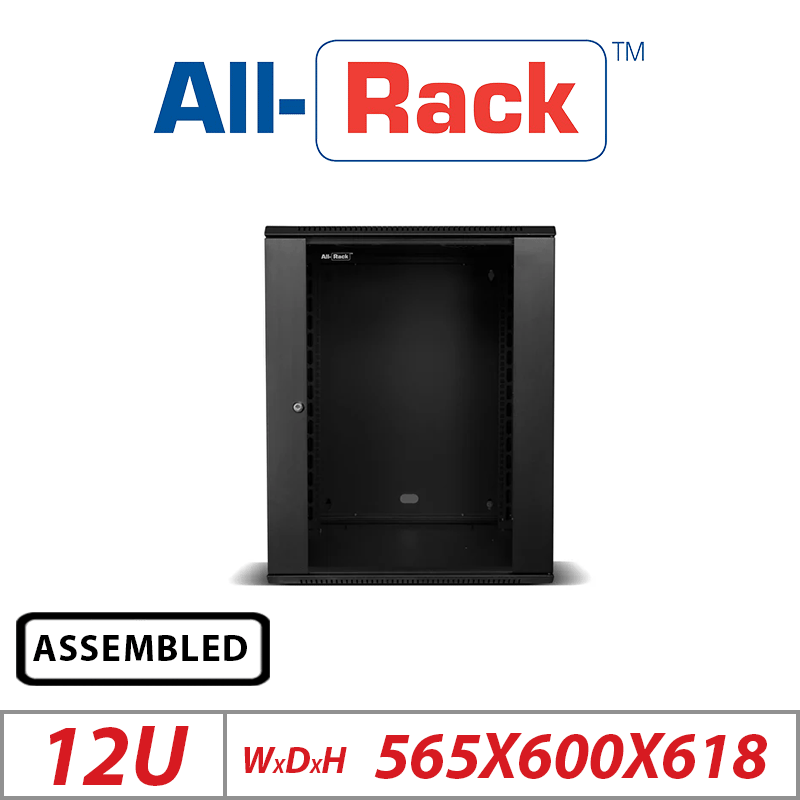12U Wall Mount Data Cabinet – Black 600mm Deep CAB12WB600BLK