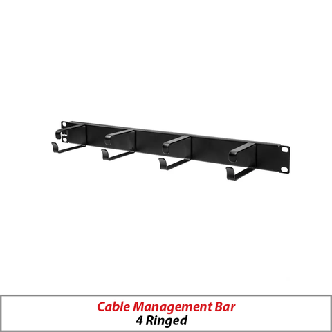 1U 4-Ring Cable Management Bar for Rack Mount Cabinets