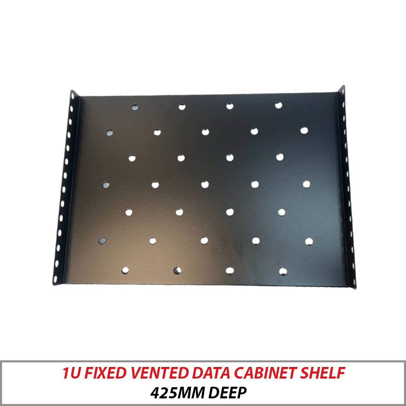 1U Fixed Vented Data Cabinet Shelf 425mm Deep CAB-FIX-425