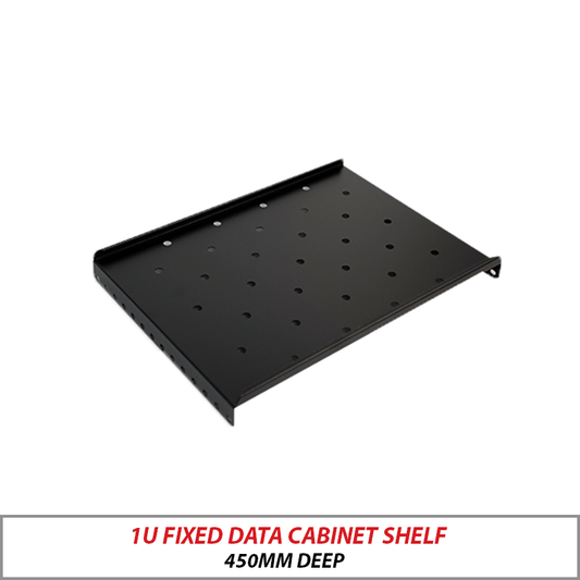 1U Fixed Vented Data Cabinet Shelf 450mm Deep CABINET-FIX-SHELF-450
