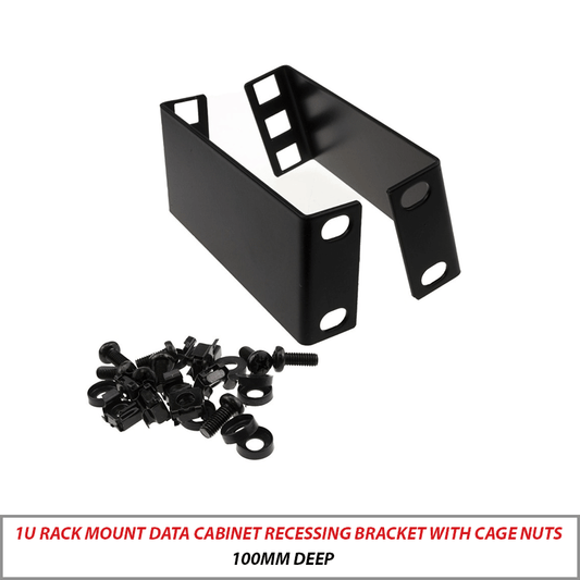 1U Rack Mount Data Cabinet Recessing Bracket 100mm Deep