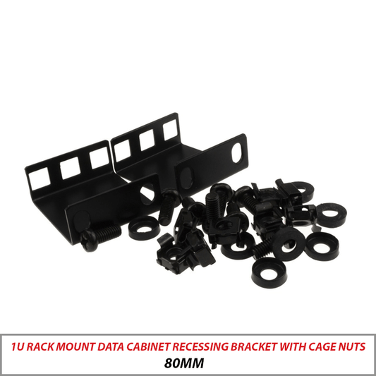 1U Rack Mount Data Cabinet Recessing Bracket 80mm Deep
