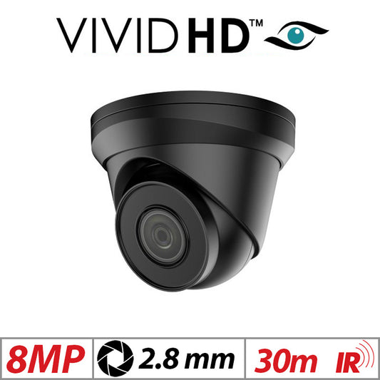 8MP Vivid HD 4K IP PoE Turret Camera Black G1-CAM-IP-8MP