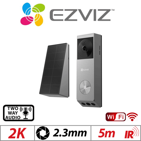 EZVIZ 2K Battery Dual-Lens Video Doorbell with Solar CS-EP3X Pro