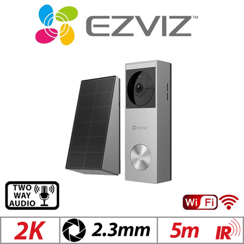 EZVIZ 2K Battery-Powered Video Doorbell with Solar CS-HP3 Pro