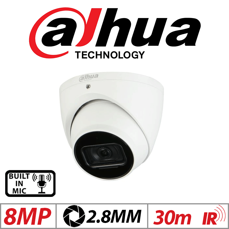 Dahua 8MP Starlight WizSense Eyeball IP Camera 2.8mm White