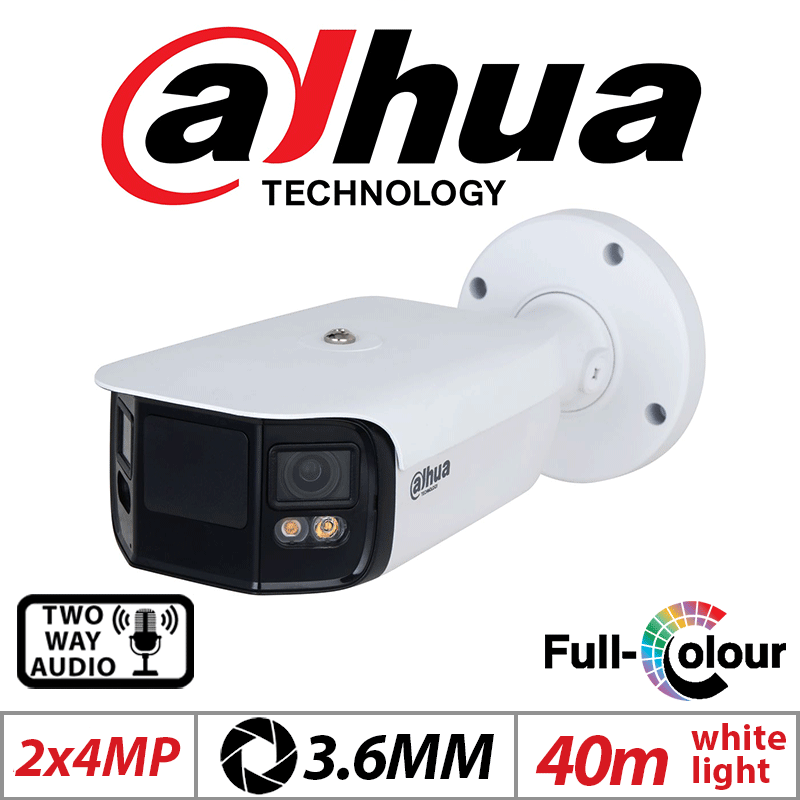 2×4MP Dahua Full-Color Dual-Lens Wizmind Camera 3.6mm 2-Way Audio