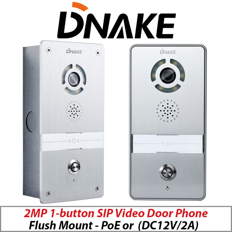 DNAKE 2MP Flush Mount SIP Video Door Phone 1-Button Intercom