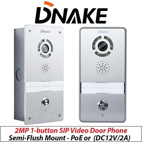 DNAKE 2MP Semi-Flush SIP Video Door Phone 1-Button Intercom