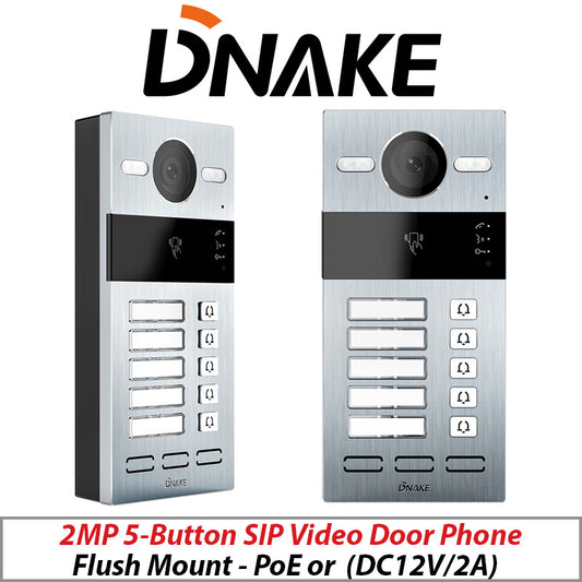 DNAKE 2MP Flush Mount SIP Video Door Phone 5-Button Intercom