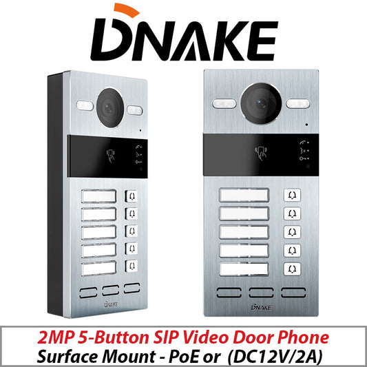 DNAKE 2MP Surface Mount SIP Video Door Phone 5-Button Intercom