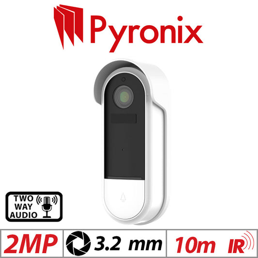 2MP Pyronix Doorbell Cam 2-Way Audio 3.2mm White