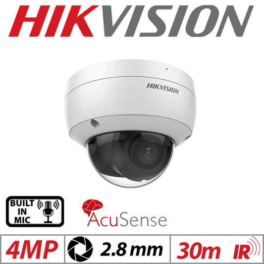 Hikvision 4MP AcuSense Vandal Dome Camera 2.8mm White G1