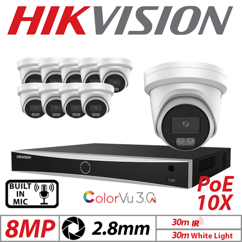 8MP 16CH Hikvision IP Kit – 10x ColorVu 3.0 Turret 2.8mm