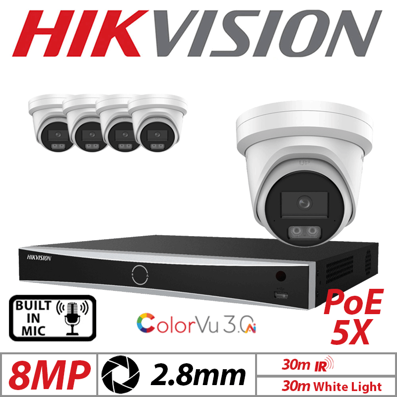 8MP 8CH HIKVISION IP KIT – 5X ColorVU 3.0 Turret Camera