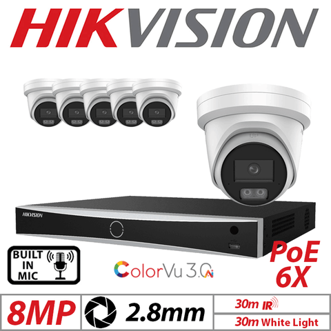 8MP 8CH HIKVISION IP KIT – 6X ColorVU 3.0 Turret Camera