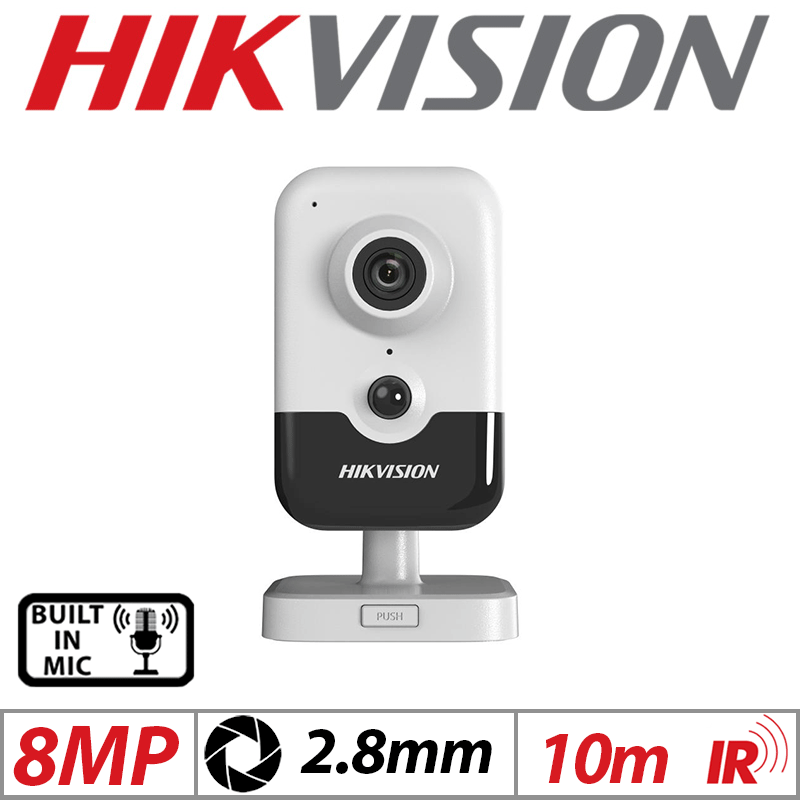 8MP Hikvision AcuSense Fixed Cube IP Camera 2.8mm White