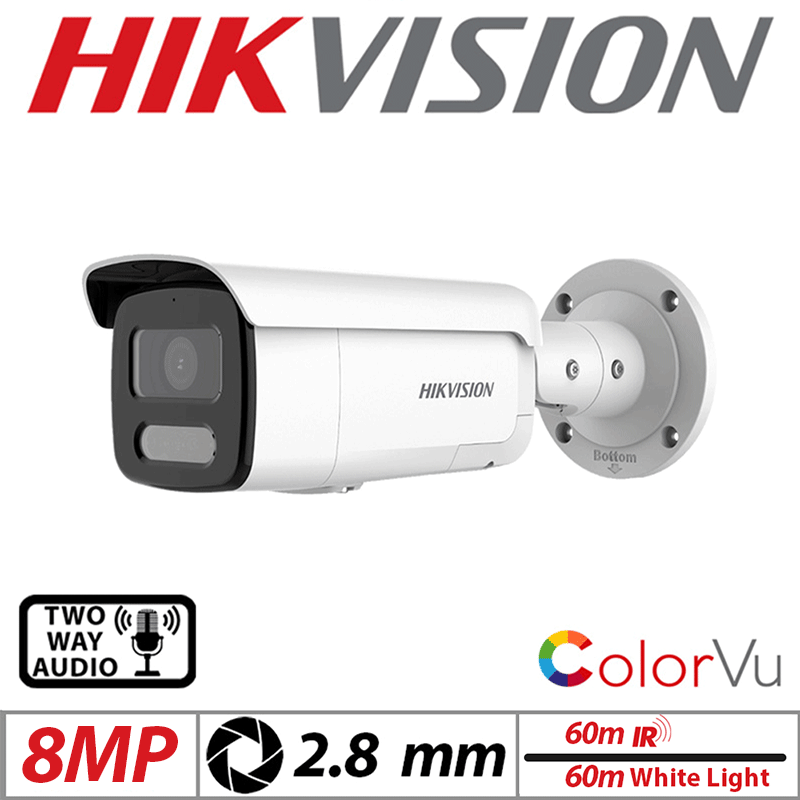 8MP Hikvision ColorVu Bullet IP Camera 2.8mm with Audio