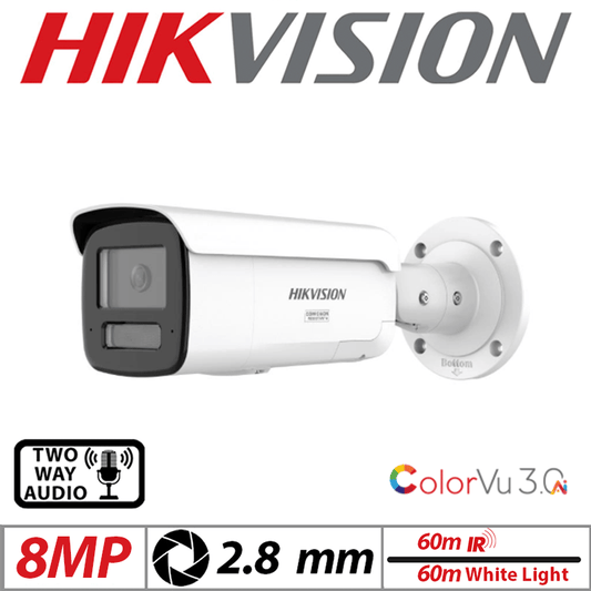 8MP Hikvision ColorVu 3.0 Bullet IP Camera 2.8mm White