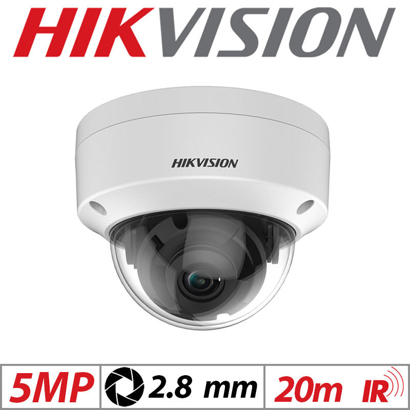 5MP Vandal-Resistant Dome Cam – Hikvision, 2.8mm White