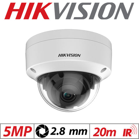 5MP Vandal-Resistant Dome Cam – Hikvision, 2.8mm White