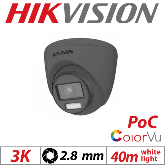 Hikvision ColorVu 3K Low-Light Turret – PoC, 2.8mm Grey
