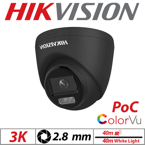 Hikvision 3K Dual-Light PoC Turret Camera 2.8mm Black G1