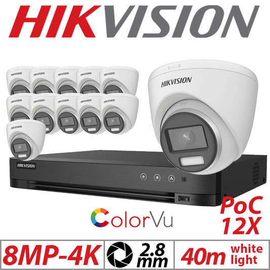 8MP 16CH HIKVISION - 12X ColorVu POC Fixed Turret Camera 2.8mm