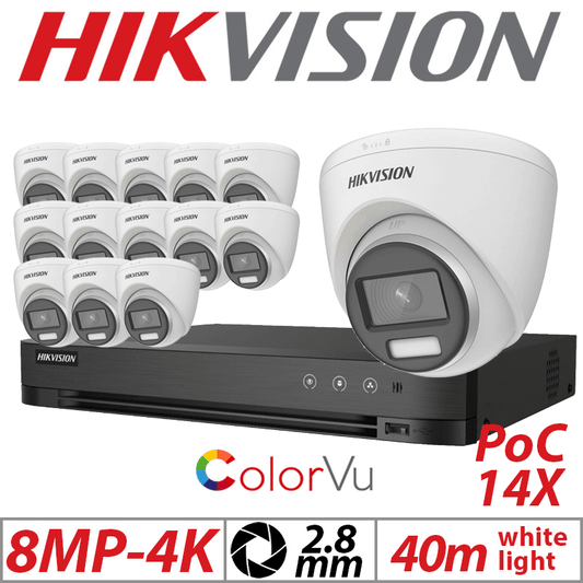 8MP 16CH HIKVISION - 14X ColorVu POC Fixed Turret Camera 2.8mm