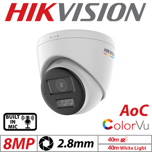 8MP ColorVu Dome Cam – Hikvision, Built-in Mic, Smart Hybrid Light