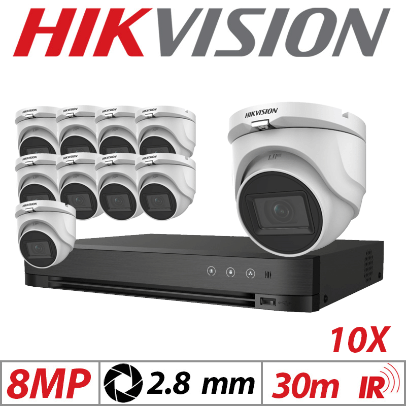 8MP 16CH Hikvision 10x 4-in-1 Turret Camera 2.8mm White